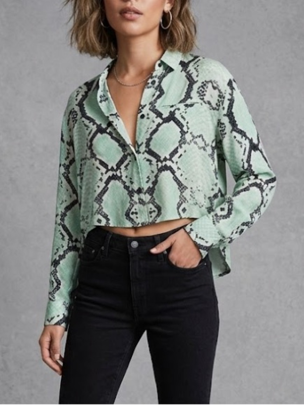 Dolce Vita Silk Snakeskin Button Down